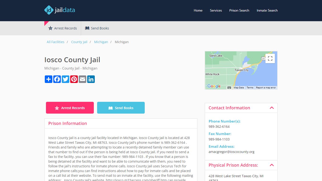 Iosco County Jail Inmate Search and Prisoner Info - Tawas City, MI